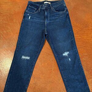 Women's Levi's Jeans 724 High Rise Straight Crop Size 29 Dark Stonewash